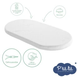 Matelas De Couffin Bambou Ecru De P'tit Lit -Bébé Produits Boutique 01063064 5