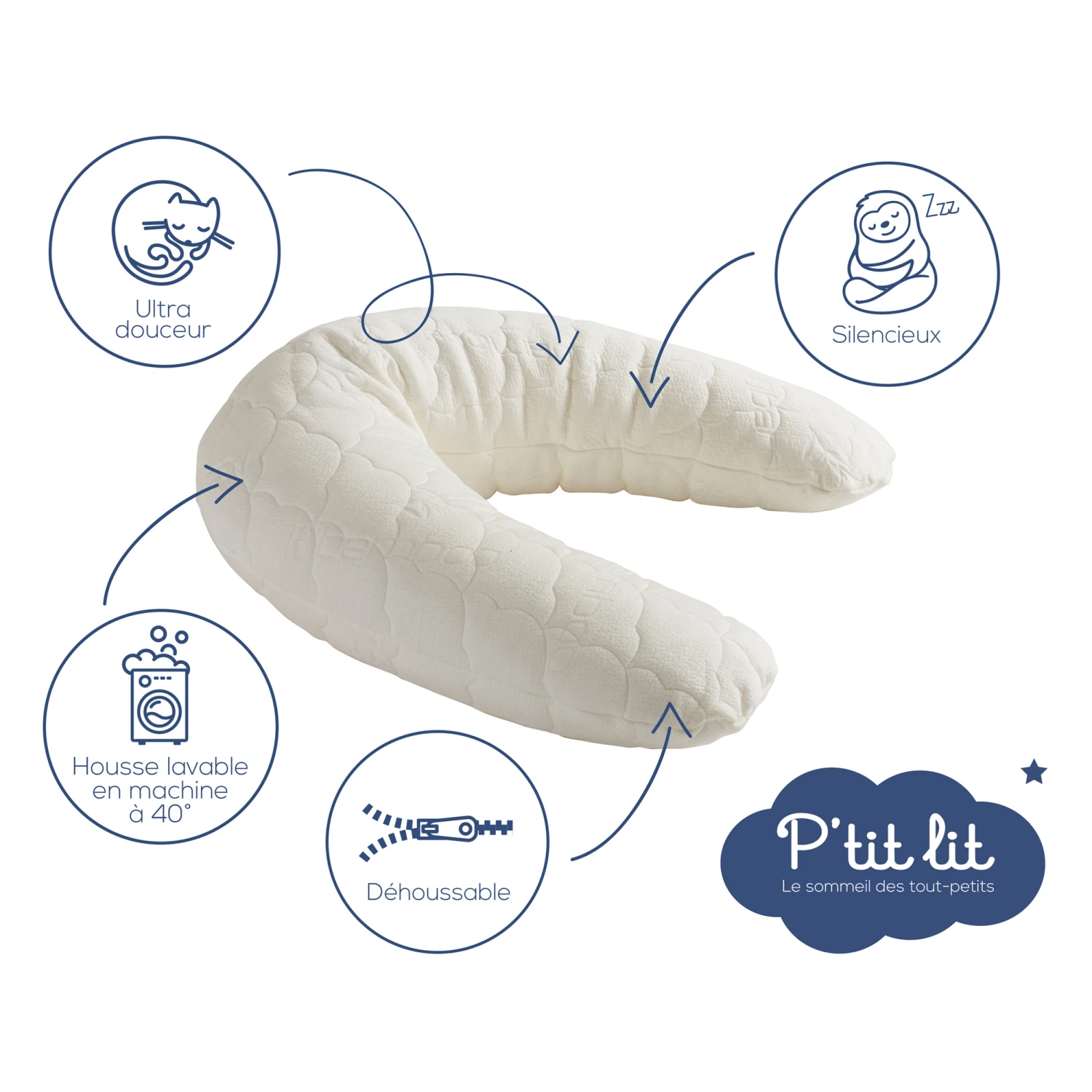 Coussin D'allaitement Bambou Ecru De P'tit Lit 2 Coussin D'allaitement Bambou Ecru De P'tit Lit – Image 2