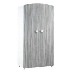 Hugo Armoire 2 Portes Gris / Blanc De Sauthon Baby's Sweet Home