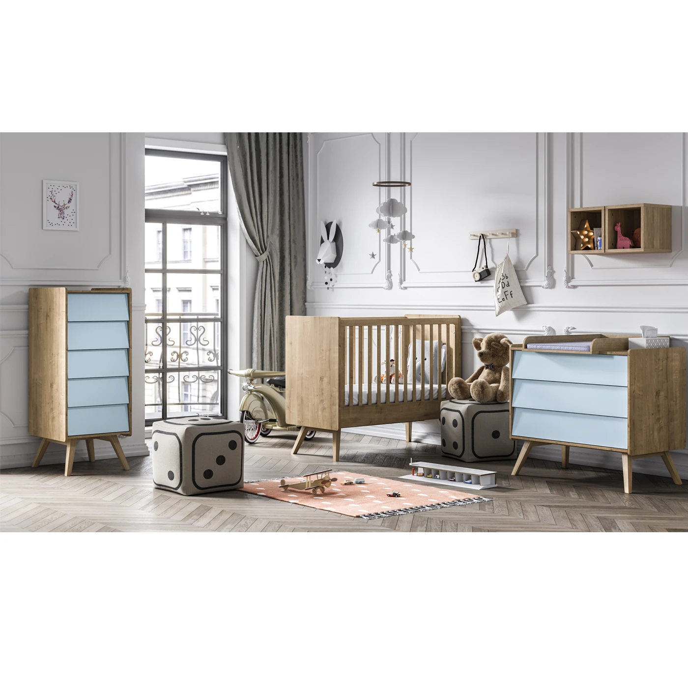 Chiffonnier Vintage Bois / Vert De Vox 2 Chiffonnier Vintage Bois / Vert De Vox – Image 2