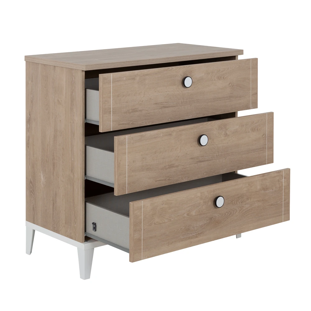 Marcel Commode 3 Tiroirs Chêne Blond/Blanc De Galipette 2 Marcel Commode 3 Tiroirs Chêne Blond/Blanc De Galipette – Image 2