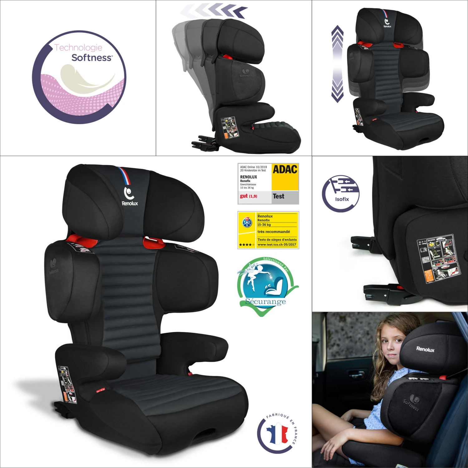 Renofix Groupe 2/3 Isofix Inclinable Softness® Carbon De Renolux 5 Renofix Groupe 2/3 Isofix Inclinable Softness® Carbon De Renolux – Image 5