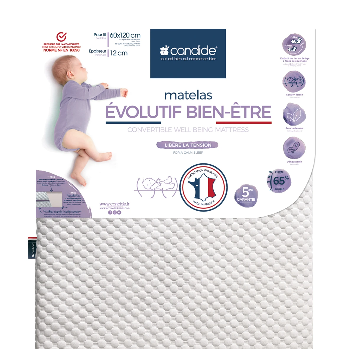 Matelas évolutif Bien-être Blanc De Candide 1 Matelas évolutif Bien-être Blanc De Candide