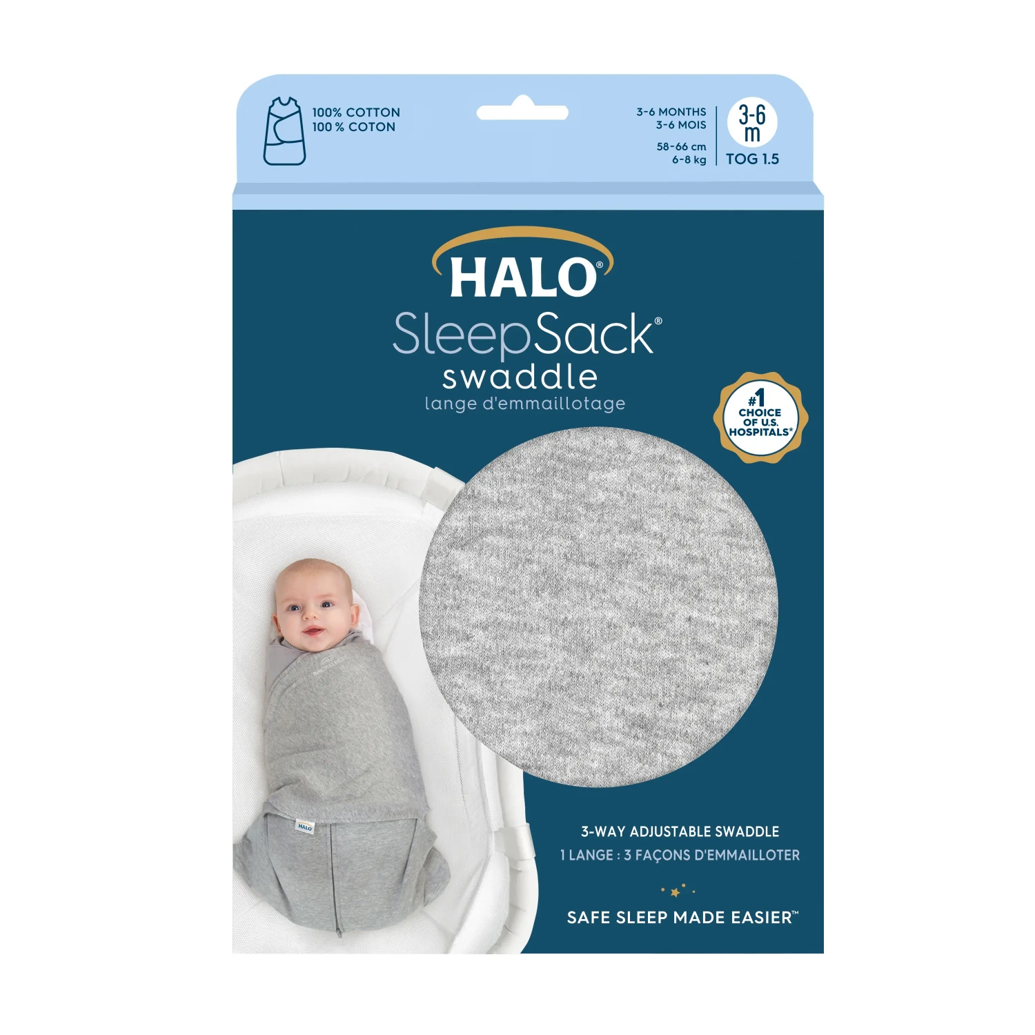 Lange D'emmaillotage 3 En 1 SleepSack® Gris 0-3 Mois De Halo 8 Lange D'emmaillotage 3 En 1 SleepSack® Gris 0-3 Mois De Halo – Image 8