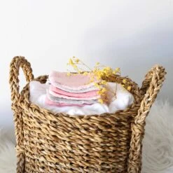 Lot De 6 Lingettes Lavable En Mousseline Blanc/rose 10 X 10 Cm De Trois Kilos Sept -Bébé Produits Boutique 01146206 3
