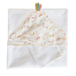 Happy Coffret Sortie De Bain + Gant Imprimé Écru De Domiva