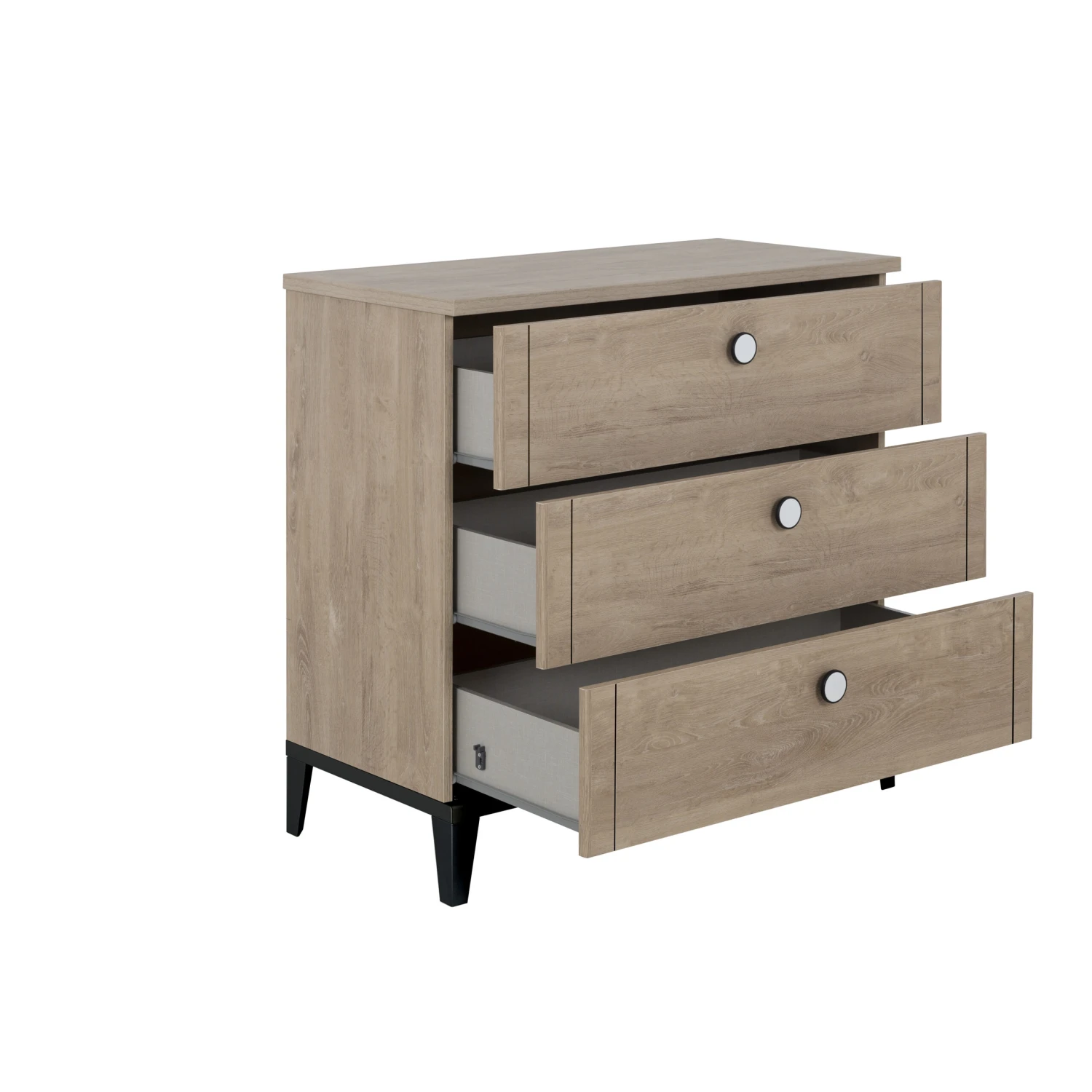Marcel Commode 3 Tiroirs Chêne Blond/Noir De Galipette 2 Marcel Commode 3 Tiroirs Chêne Blond/Noir De Galipette – Image 2